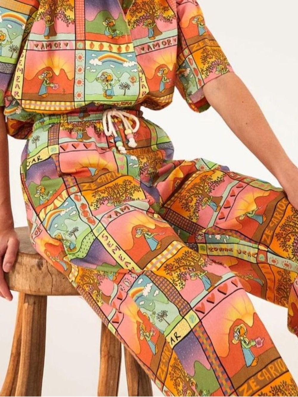 Farm Rio x Disney Zé Carioca Cotton Drawstring Pants Size G Large Brazil